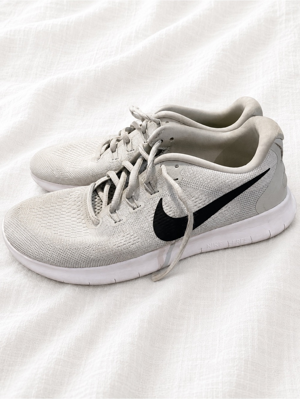 Nike Gray Knit Running Sneakers with Black Swoosh